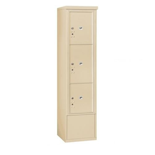 Mailboxes 3916S-3PSFP Salsbury Maximum Height Free-Standing 4C Horizontal Parcel Locker with 3 Parcel Lockers in Sandstone with Private Sccess