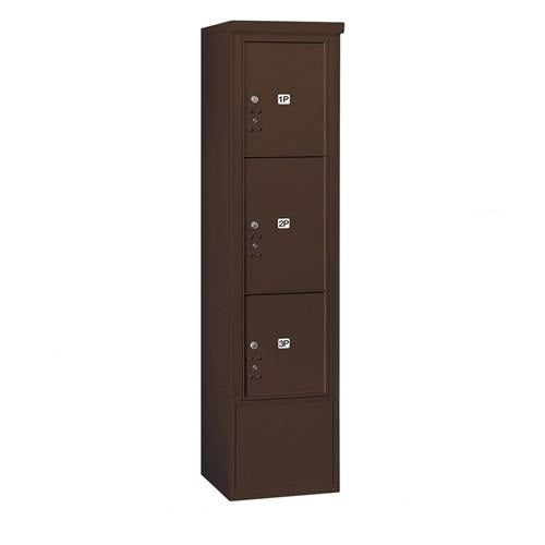 Mailboxes 3916S-3PZFU Salsbury Maximum Height Free-Standing 4C Horizontal Parcel Locker with 3 Parcel Lockers in Bronze with USPS Zccess