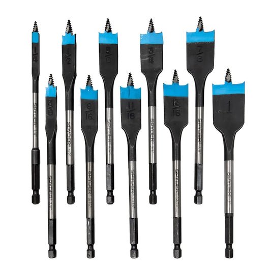 Spyder 11027 Stinger 10-Piece x 6-in Woodboring Spade Drill Bit Set