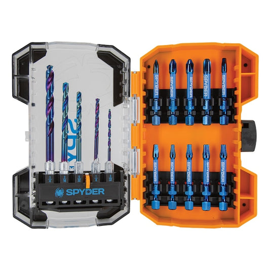 Spyder 19031 Mach-Blue 1/4-in Impact Driver Bit (15-Piece)