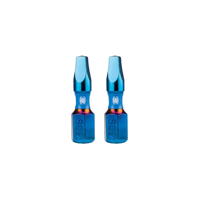 Spyder 19037 Mach-Blue SQ2 1/4-in x 1-in Square/Robertson Impact Driver Bit (2-Piece)