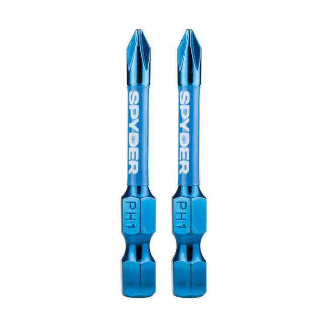 Spyder 19045 Mach-Blue PH1 1/4-in x 2-in Phillips Impact Driver Bit (2-Piece)