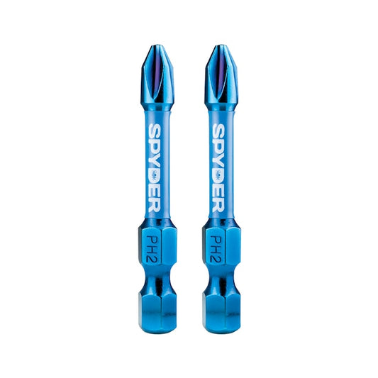 Spyder 19046 Mach-Blue PH2 1/4-in x 2-in Phillips Impact Driver Bit (2-Piece)