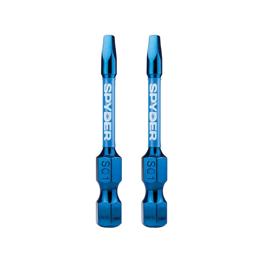 Spyder 19048 Mach-Blue SQ1 1/4-in x 2-in Square/Robertson Impact Driver Bit (2-Piece)