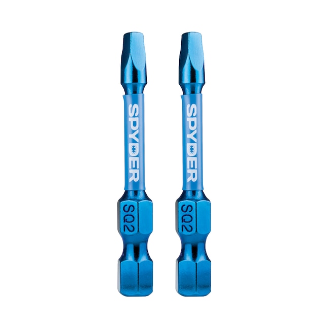 Spyder 19049 Mach-Blue SQ2 1/4-in x 2-in Square/Robertson Impact Driver Bit (2-Piece)