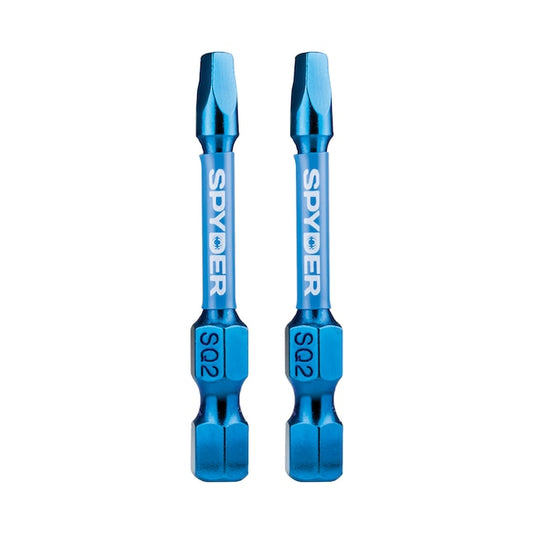 Spyder 19049 Mach-Blue SQ2 1/4-in x 2-in Square/Robertson Impact Driver Bit (2-Piece)