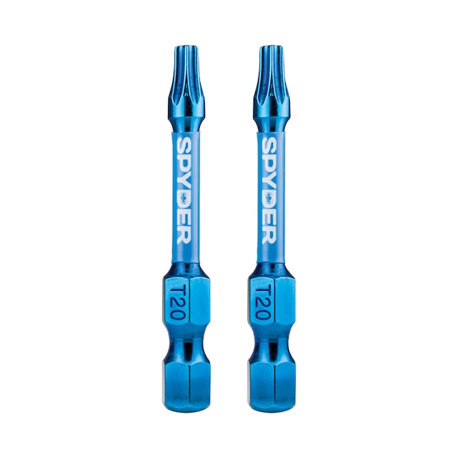 Spyder 19053 Mach-Blue T20 1/4-in x 2-in Torx Impact Driver Bit (2-Piece)