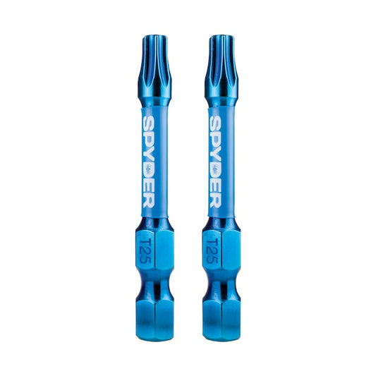 Spyder 19054 Mach-Blue T25 1/4-in x 2-in Torx Impact Driver Bit (2-Piece)