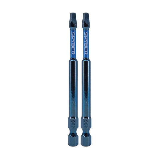 Spyder 19058 Mach-Blue SQ2 1/4-in x 3-1/2-in Square/Robertson Impact Driver Bit (2-Piece)