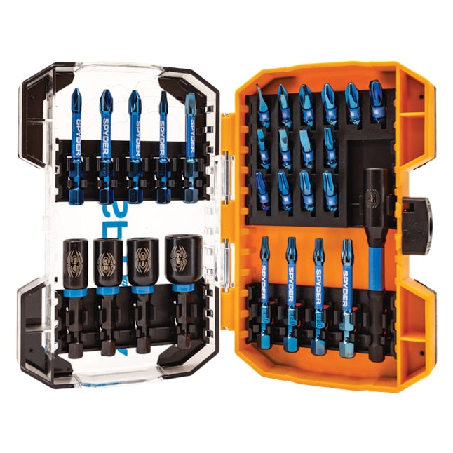 Spyder 19078 Mach-Blue 1/4-in x Phillips/Square/Torx Impact Driver Bit (28-Piece)