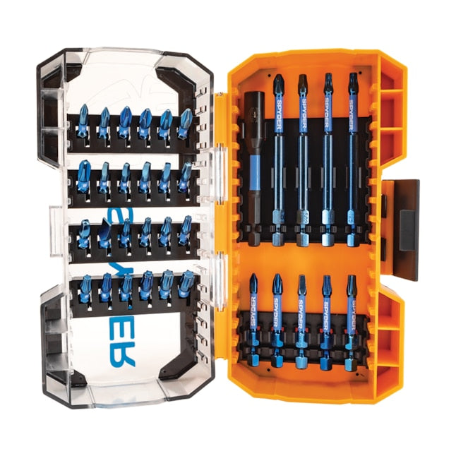 Spyder 19079 Mach-Blue 1/4-in x Phillips/Square/Torx Impact Driver Bit (34-Piece)