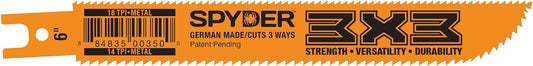 Spyder 200202 3x3 14x18 TPI Reciprocating Saw Blade, 6-Inch, 10-Pack