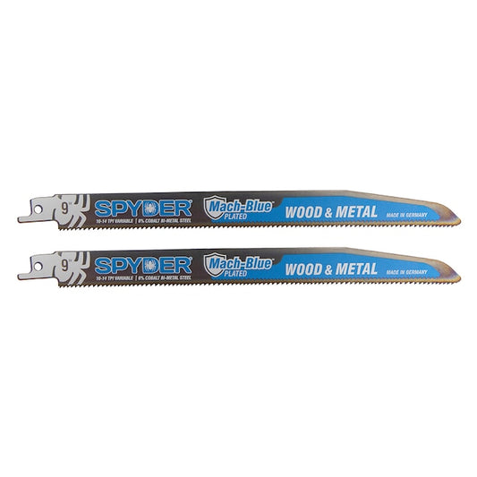 Spyder 200322 9 Mach-Blue„¢ 10/14TPI Wood & Metal Reciprocating Saw Blades - Pack of 2