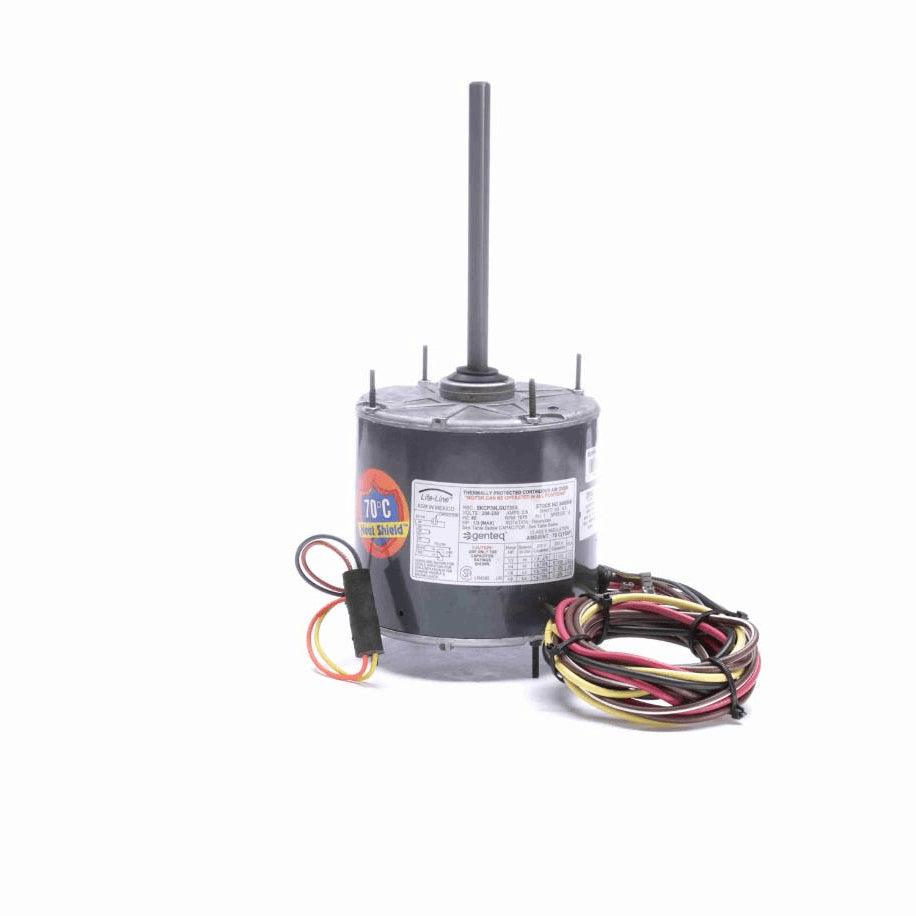 Genteq HEAT SHIELD® Condenser Fan Motor, 1/3-1/6 HP, 1 Ph, 60 Hz, 208-230 V, 1075 RPM, 2 Speed, 48 Frame, TEAO - 3465HS