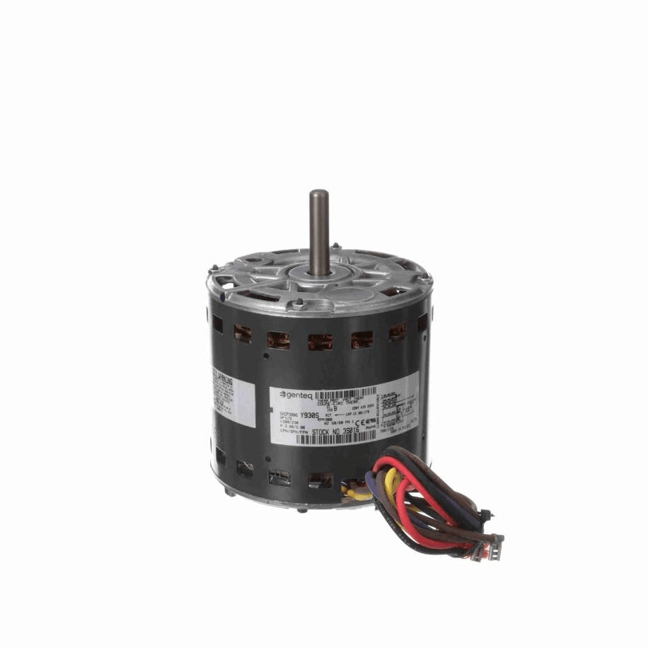 Genteq OEM Replacement Motor, 1/3 HP, 1 Ph, 50 Hz, 200/230 V, 900 RPM, 2 Speed, 48 Frame, OAO - 3S016