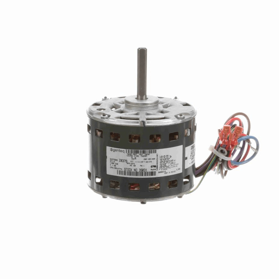 Genteq OEM Replacement Motor, 1/4 HP, 1 Ph, 60 Hz, 208-230 V, 1075 RPM, 3 Speed, 48 Frame, OAO - 3S031