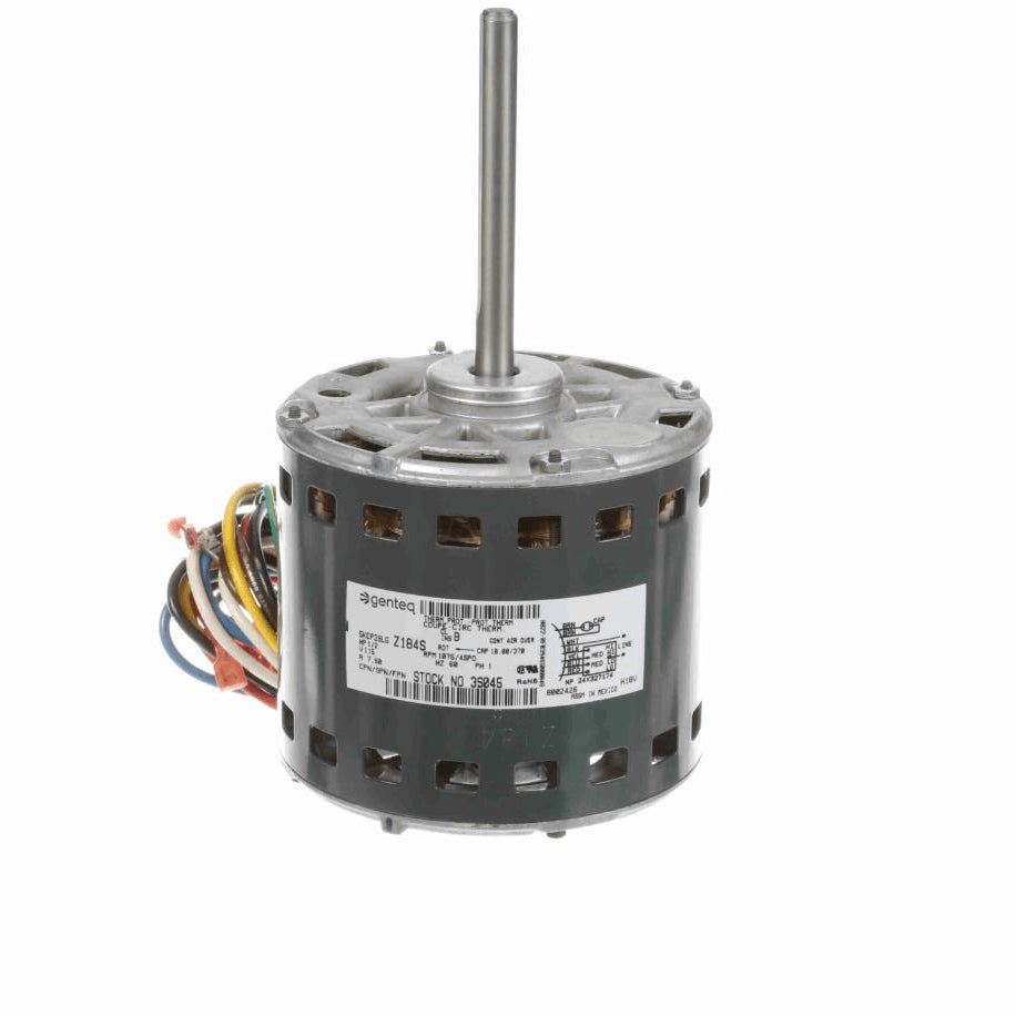 Genteq OEM Replacement Motor, 1/2 HP, 1 Ph, 60 Hz, 115 V, 1075 RPM, 4 Speed, 48 Frame, OAO - 3S045