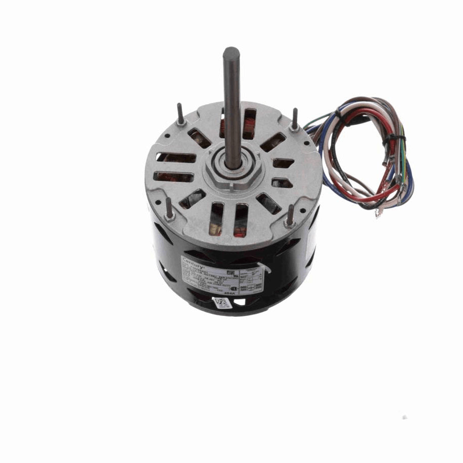 Century Fan and Blower Motor, 1/3,1/4,1/6 HP, 1 Ph, 60 Hz, 208-230 V, 1625 RPM, 3 Speed, 48 Frame, OPEN - 454A