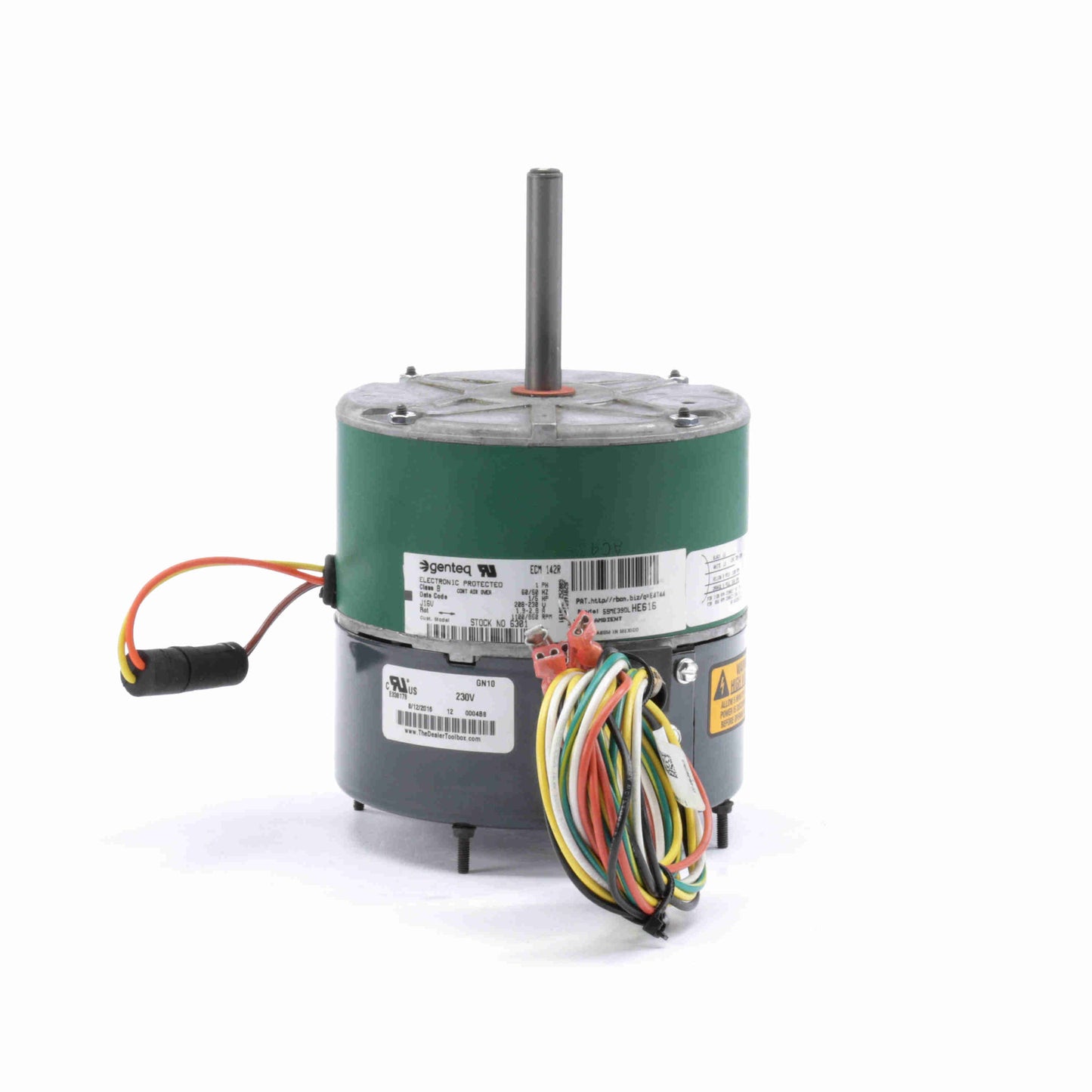 Genteq EVERGREEN® OM Condenser Fan Motor, 1/5 HP, 1 Ph, 60 Hz, 208-230 V, 850/1100 RPM, 2 Speed, 48 Frame, TEAO - 6301