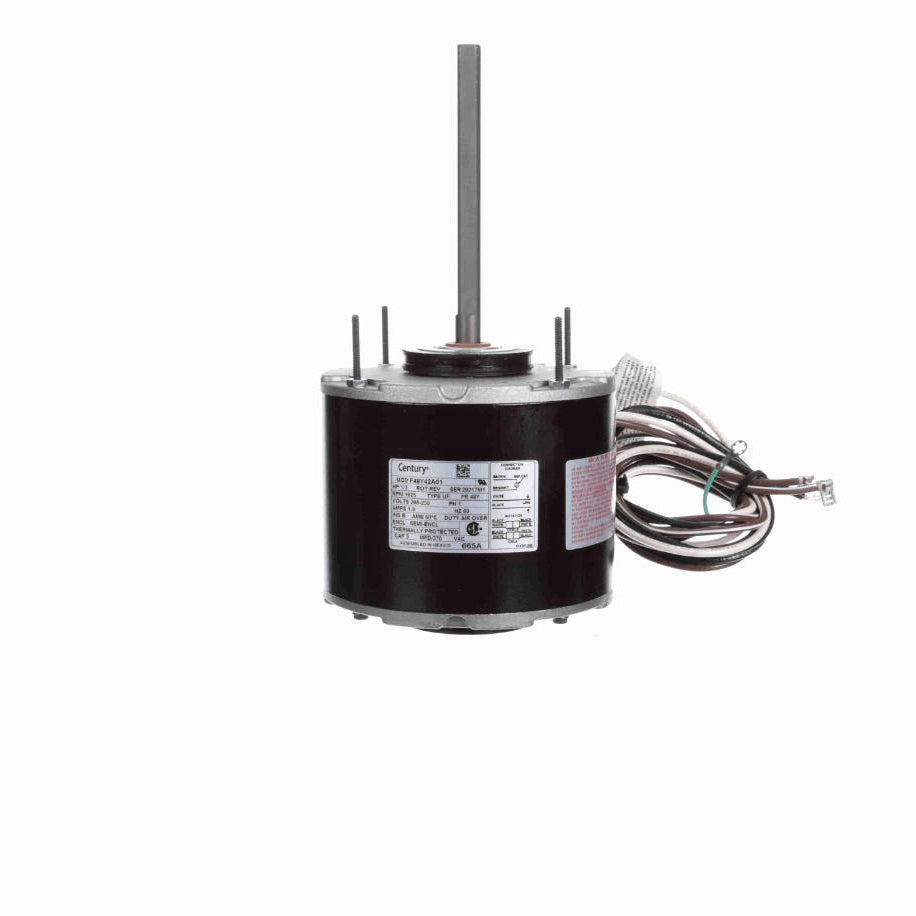 Century Condenser Fan Motor, 1/3 HP, 1 Ph, 60 Hz, 208-230 V, 1625 RPM, 1 Speed, 48 Frame, SEMI ENCLOSED - 665A