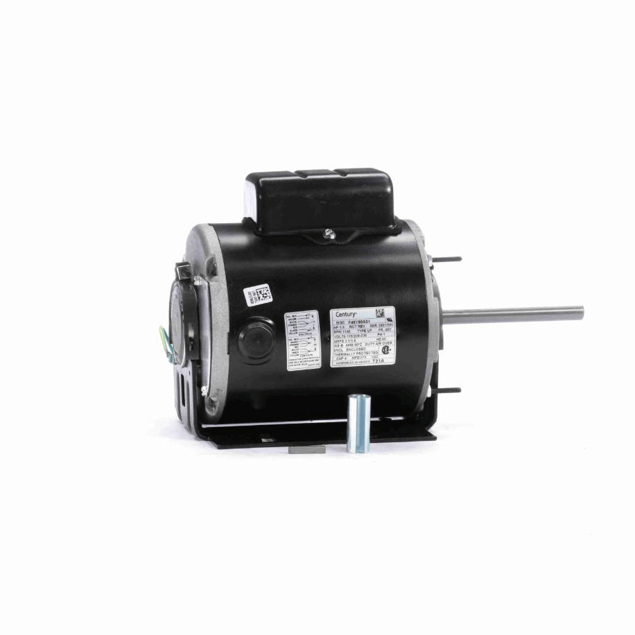 Century Unit Heater Motor, 1/4 HP, 1 Ph, 60 Hz, 115/208-230 V, 1140 RPM, 1 Speed, 48 Frame, TEAO - 731A