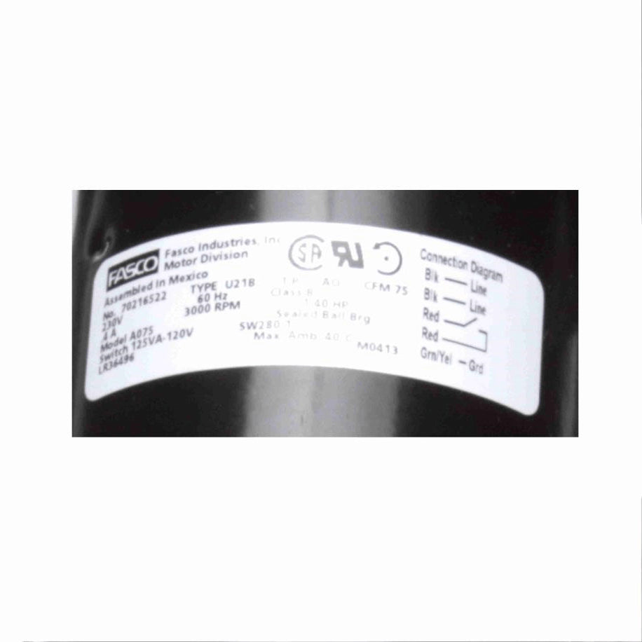 Fasco Round Outlet Shaded Pole OEM Replacement Draft Inducer Blower, 230 Volts, Flange: Yes - A075