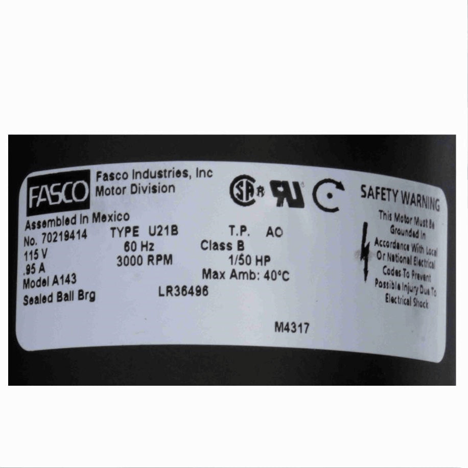 Fasco Rectangular Outlet Shaded Pole OEM Replacement Draft Inducer Blower, 115 Volts, Flange: No - A143