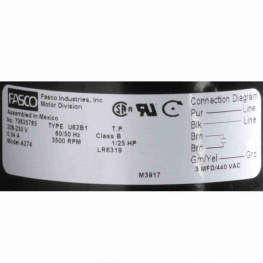 Fasco Round Outlet Permanent Split Capacitor OEM Replacement Draft Inducer Blower, 208-230 Volts, Flange: Yes - A274