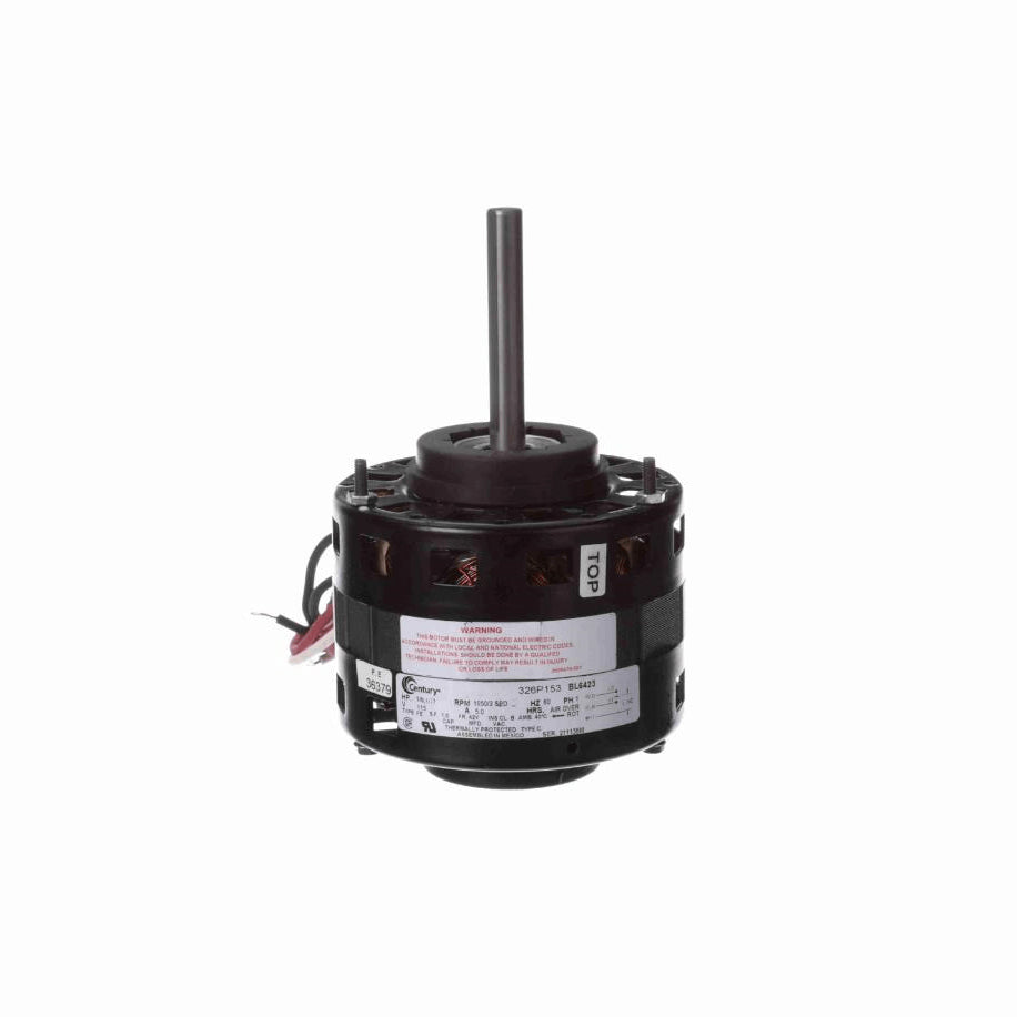 Century Fan and Blower Motor, 1/8,1/11 HP, 1 Ph, 60 Hz, 115 V, 1050 RPM, 2 Speed, 42 Frame, OAO - BL6423