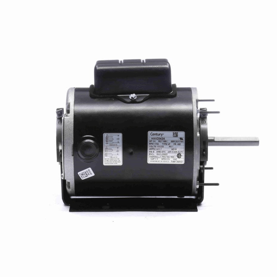 Century Direct Drive Fan Motor, 1/4 HP, 1 Ph, 60 Hz, 115/230 V, 48Z Frame, TEAO - C042A