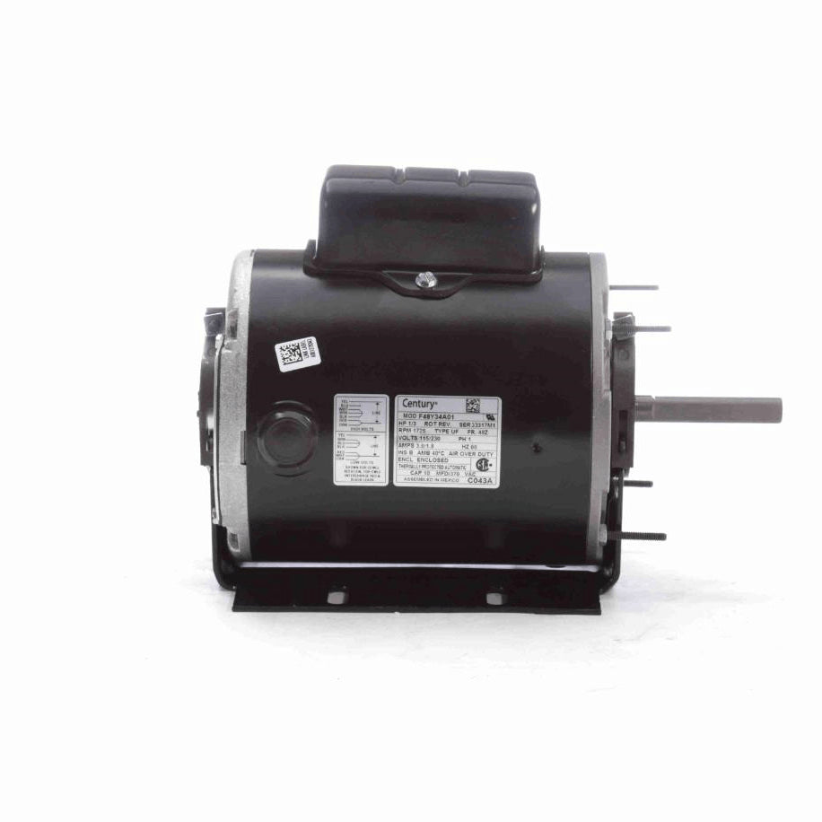 Century Direct Drive Fan Motor, 1/3 HP, 1 Ph, 60 Hz, 115/230 V, 48Z Frame, TEAO - C043A