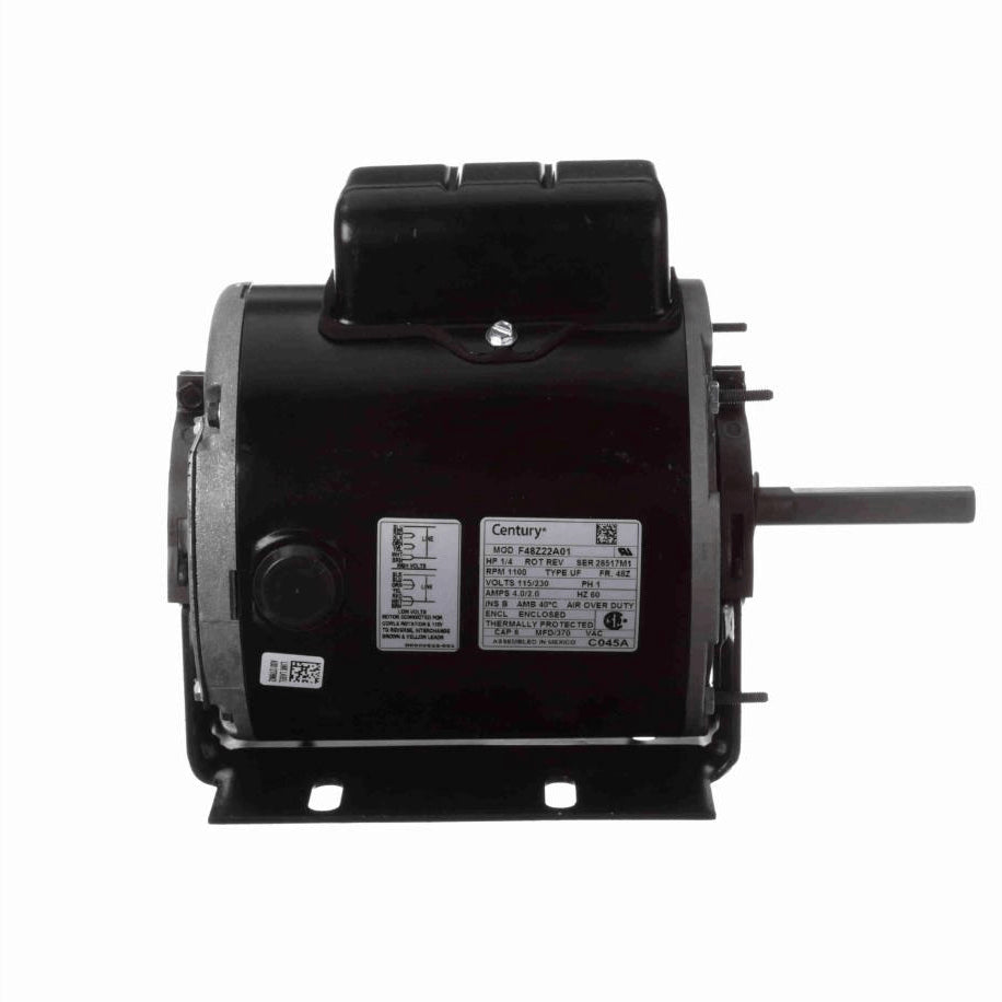 Century Direct Drive Fan Motor, 1/4 HP, 1 Ph, 60 Hz, 115/230 V, 48Z Frame, TEAO - C045A