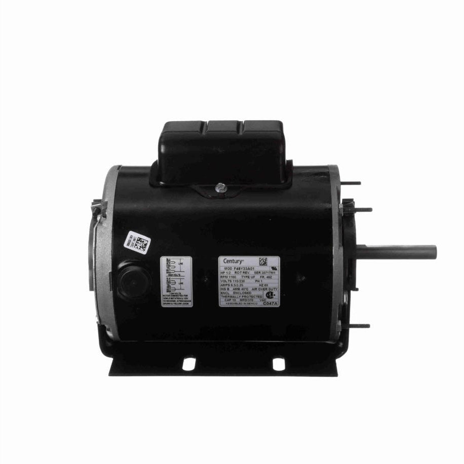 Century Direct Drive Fan Motor, 1/2 HP, 1 Ph, 60 Hz, 115/230 V, 48Z Frame, TEAO - C047A