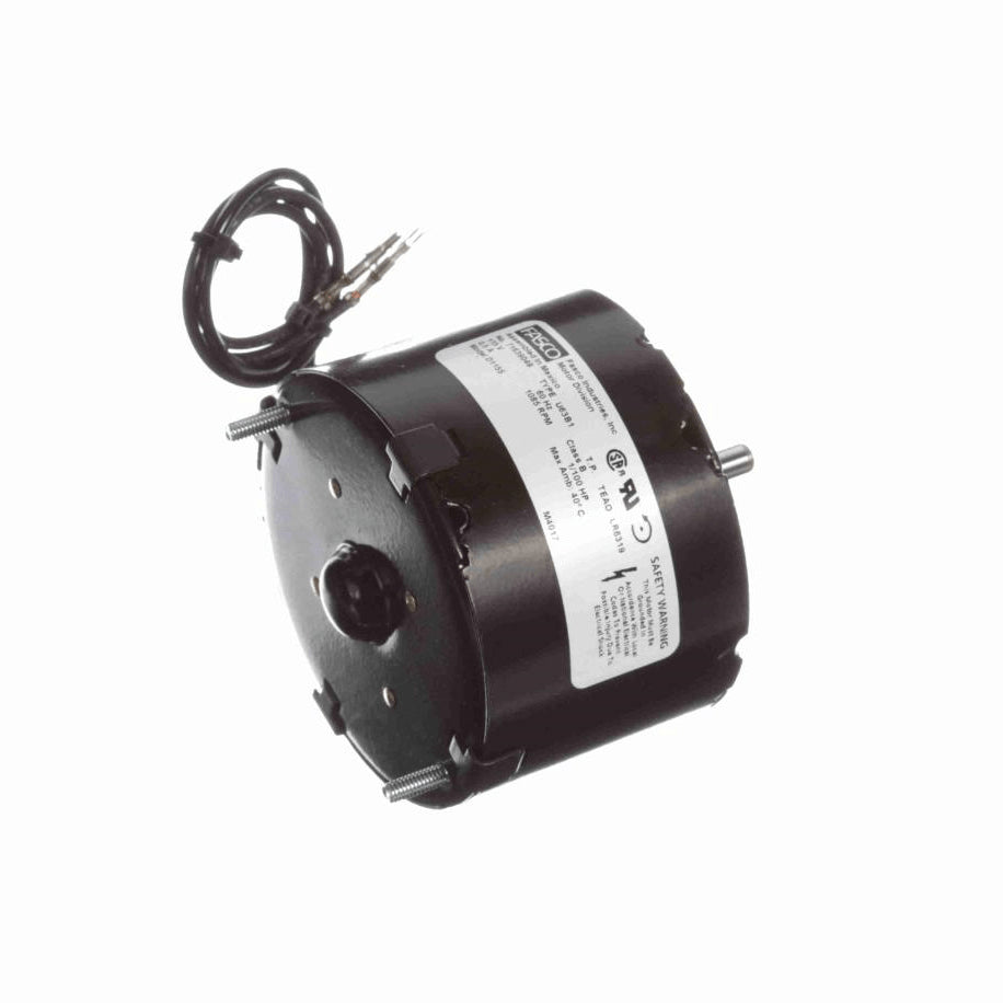 Fasco OEM Replacement Motor, 1/100 HP, 1 Ph, 60 Hz, 115 V, 1085 RPM, 1 Speed, 3.3" Diameter, TEAO - D1155