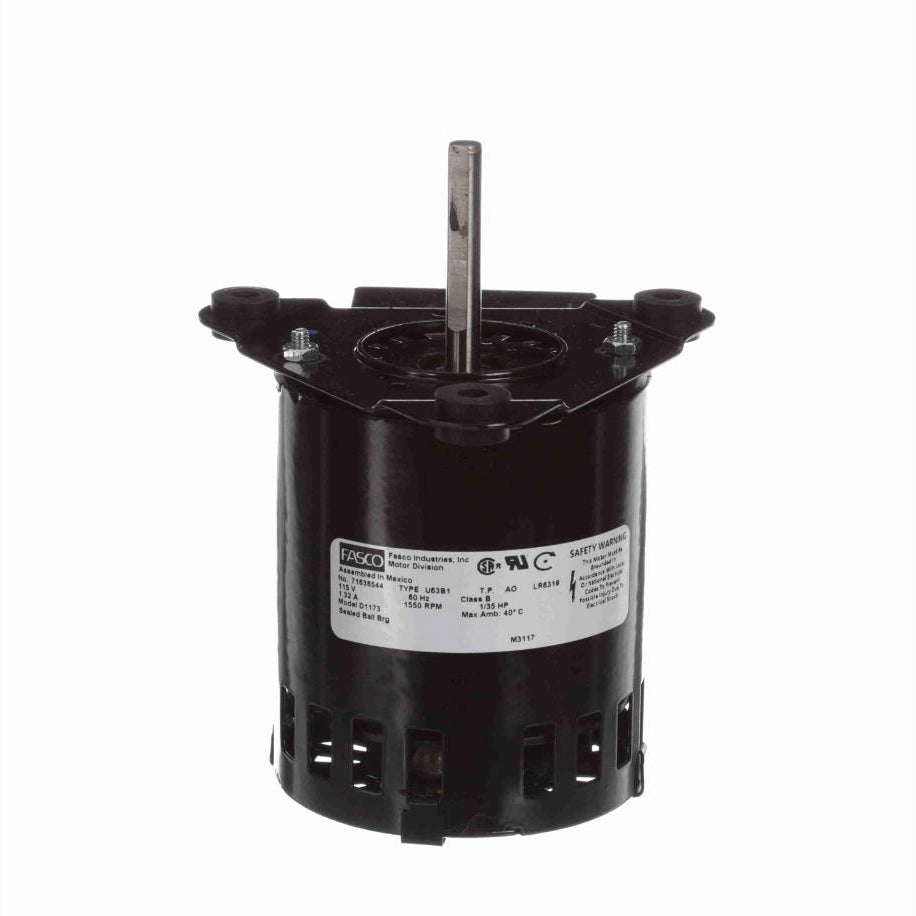 Fasco OEM Replacement Motor, 1/35 HP, 1 Ph, 60 Hz, 115 V, 1550 RPM, 1 Speed, 3.3" Diameter, OAO - D1173