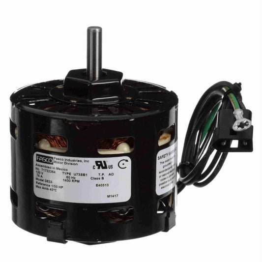 Fasco OEM Replacement Motor, 1/50 HP, 1 Ph, 60 Hz, 120 V, 1400 RPM, 1 Speed, 3.3" Diameter, OAO - D633