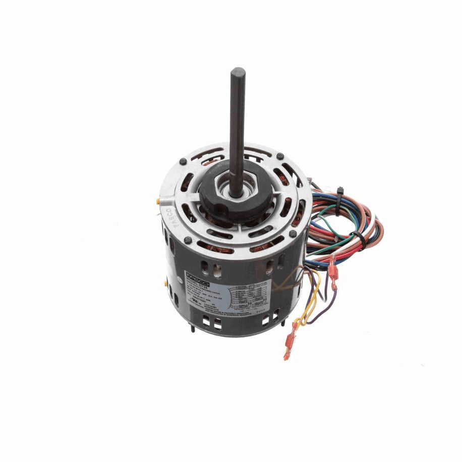 Fasco Fan and Blower Motor, 3/4-1/2-1/3 HP, 1 Ph, 60 Hz, 115 V, 1075 RPM, 3 Speed, 48 Frame, OAO - D728