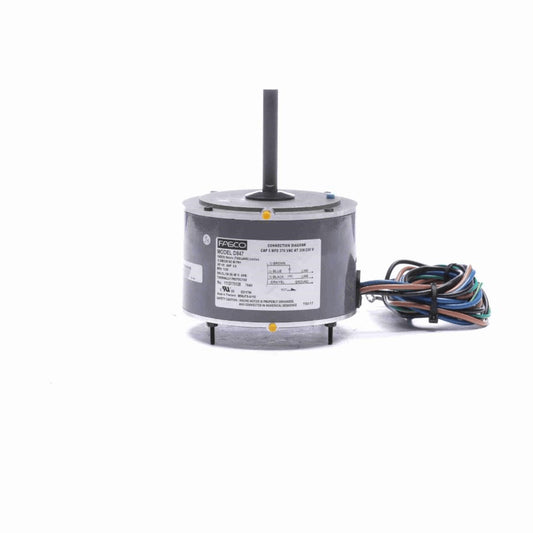 Fasco OEM Replacement Motor, 1/8 HP, 1 Ph, 60 Hz, 208-230 V, 1125 RPM, 1 Speed, 48 Frame, TEAO - D847