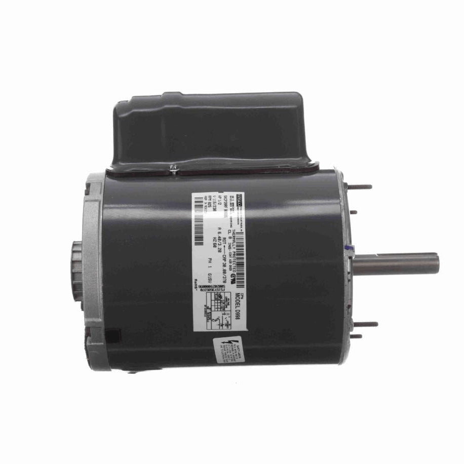 Fasco Pedestal Fan Motor, 1/2 HP, 1 Ph, 60 Hz, 115/230 V, 825 RPM, 1 Speed, 48 Frame, TEAO - D998