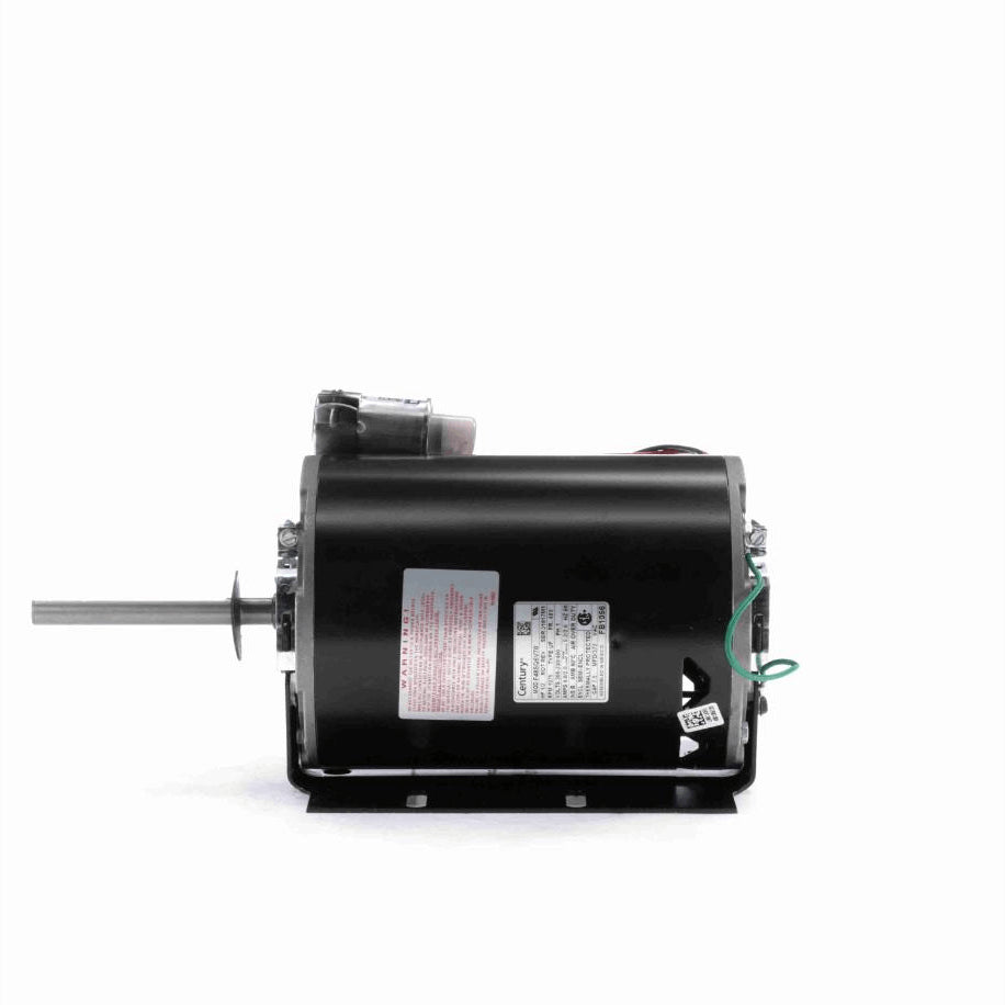 Century Condenser Fan Motor, 1/2 HP, 1 Ph, 60 Hz, 208-230/460 V, 1075 RPM, 1 Speed, 48 Frame, SEMI ENCLOSED - FB1056