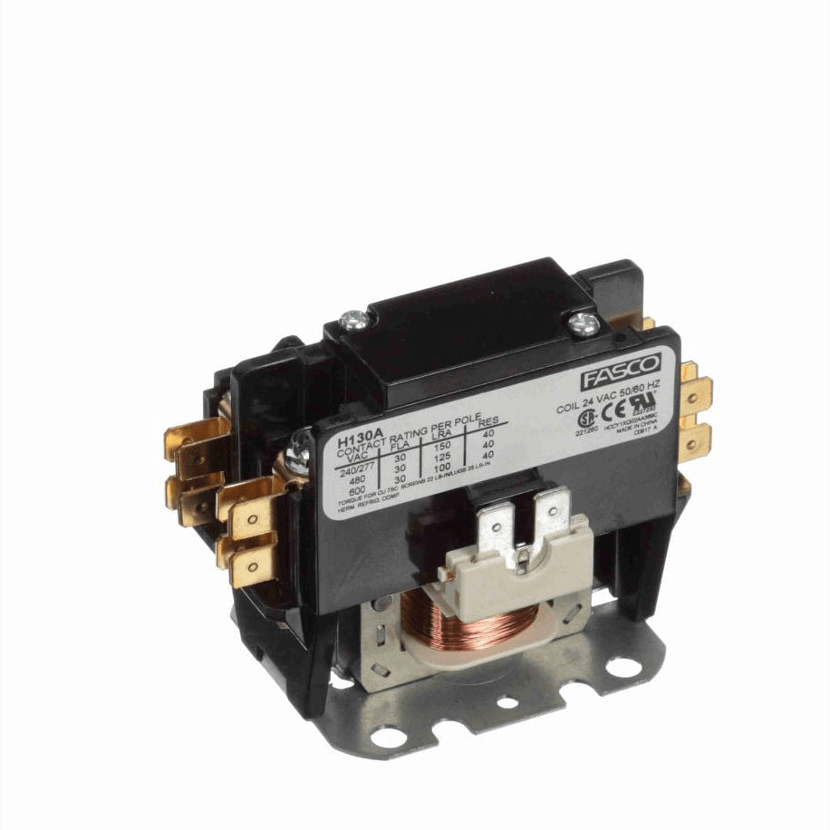 Fasco Contactor 1 Pole, 30 Amps, 24 Volts - H130A