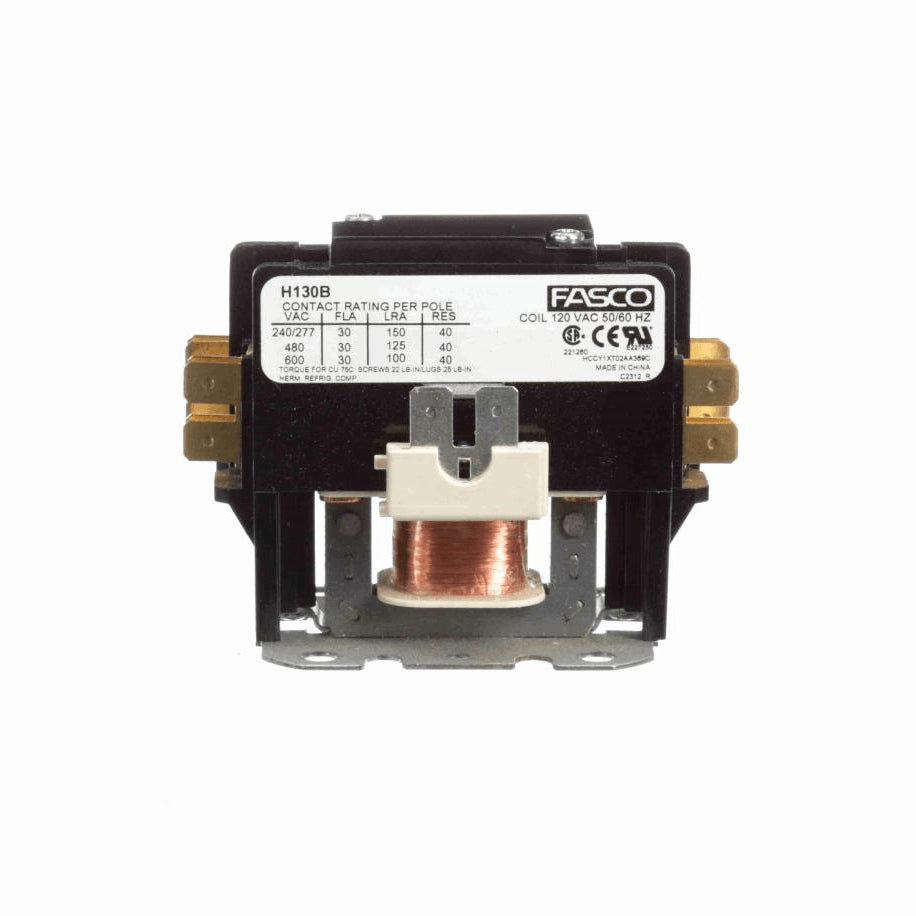 Fasco Contactor 1 Pole, 30 Amps, 120 Volts - H130B