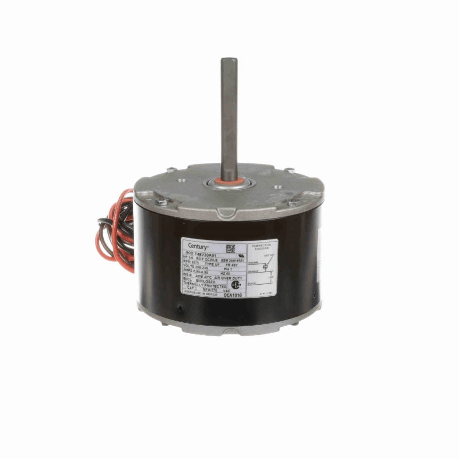 Century OEM Replacement Motor, 1/6 HP, 1 Ph, 60 Hz, 208-230 V, 1075 RPM, 1 Speed, 48 Frame, ENCLOSED - OCA1016