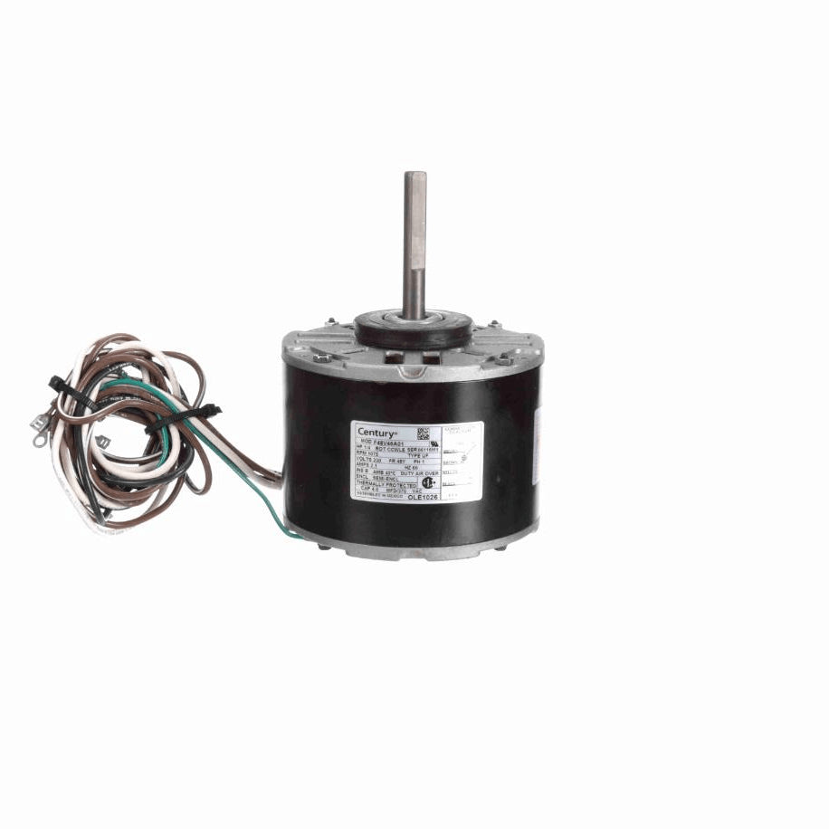 Century OEM Replacement Motor, 1/4 HP, 1 Ph, 60 Hz, 230 V, 1075 RPM, 1 Speed, 48 Frame, SEMI ENCLOSED - OLE1026