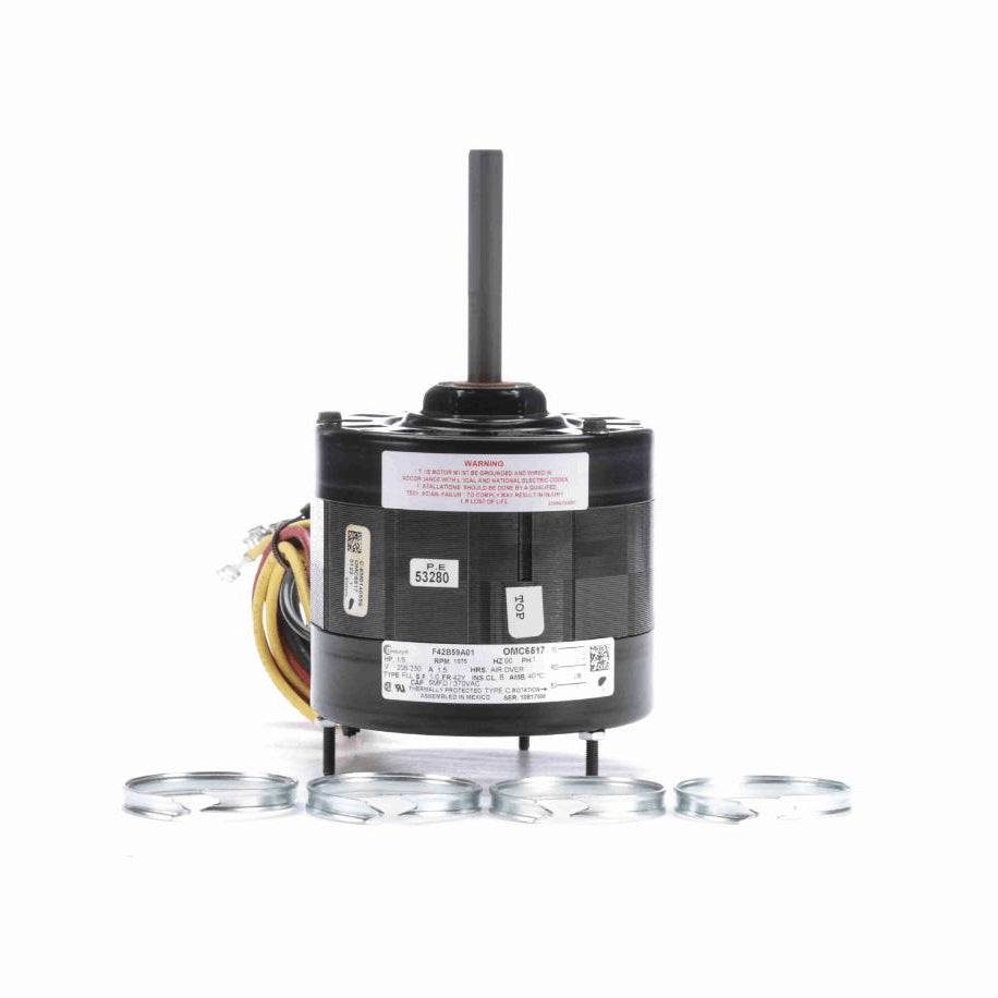 Century OEM Replacement Motor, 1/5 HP, 1 Ph, 60 Hz, 208-230 V, 1075 RPM, 1 Speed, 42 Frame, OPEN - OMC6517