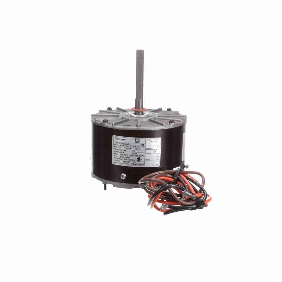 Century OEM Replacement Motor, 1/6 HP, 1 Ph, 60 Hz, 208-230 V, 1075 RPM, 1 Speed, 48 Frame, ENCLOSED - ORM1016V1