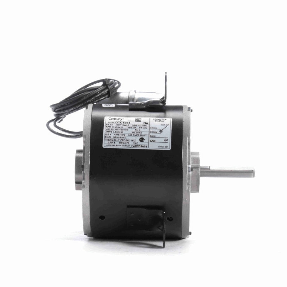 Century OEM Replacement Motor, 1/4 HP, 1 Ph, 60 Hz, 380-420/460 V, 1350/1625 RPM, 1 Speed, 48 Frame, SEMI ENCL - OTC1864