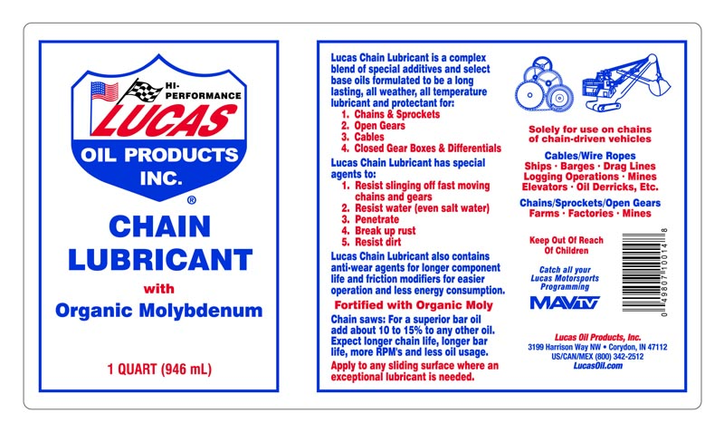 Lucas Oil 10014 Chain Lubricant/Quart