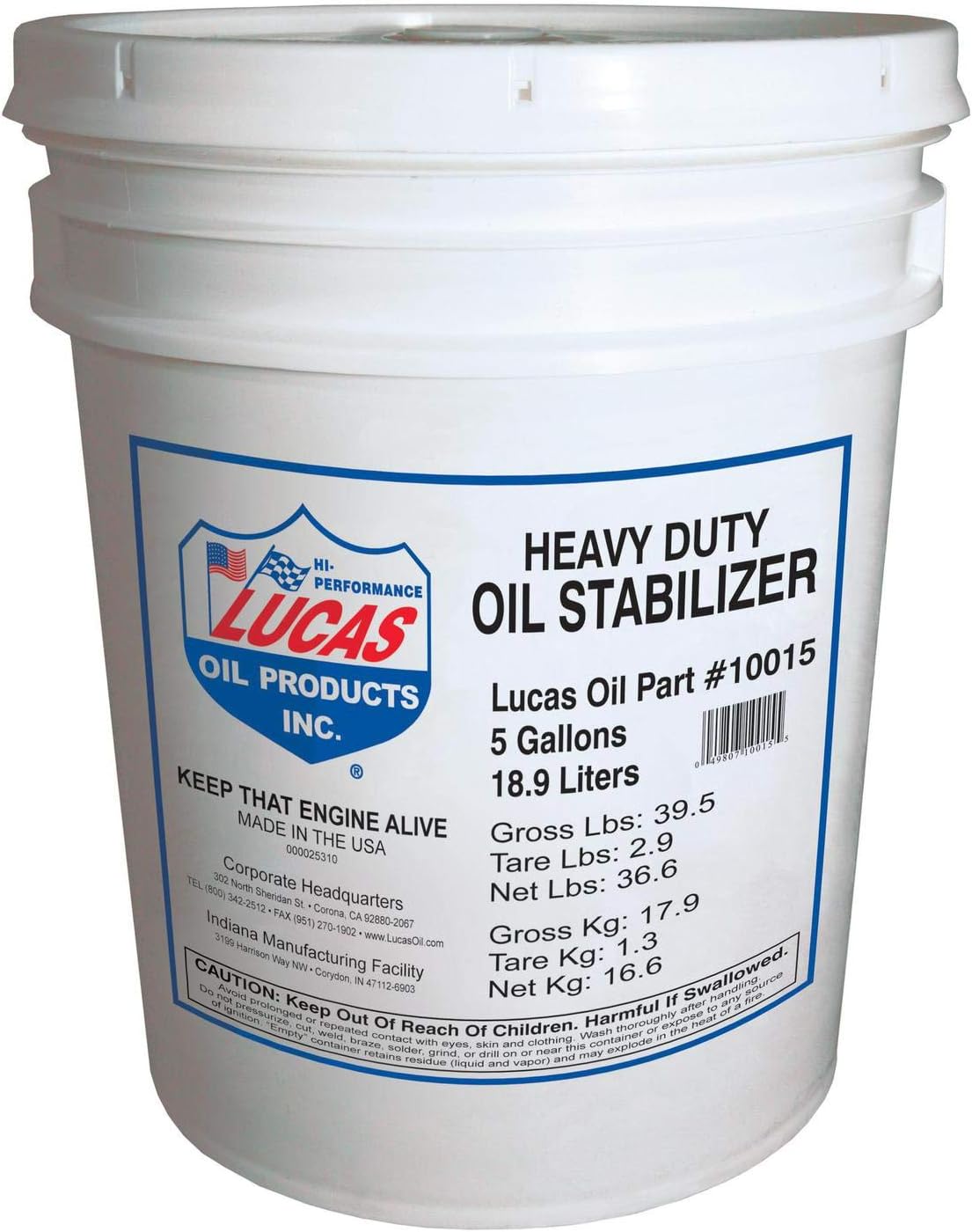 Lucas Oil 10015 H/D Oil Stabilizer/5 Gallon Pail