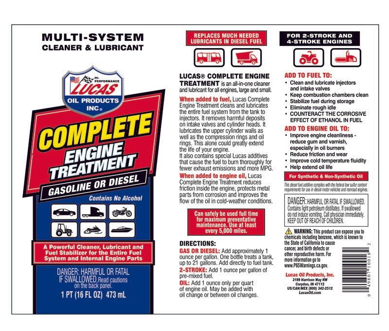 Lucas Oil 10016 Complete Engine Treatment/16 Ounce